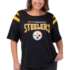 Pittsburgh Steelers G-III 4Her by Carl Banks Women's Plus Size Linebacker T-Shirt - Black for sale
