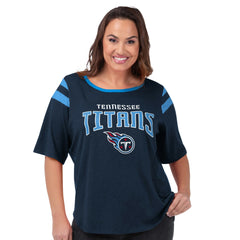 Tennessee Titans G-III 4Her by Carl Banks Women's Plus Size Linebacker T-Shirt - Navy on sale
