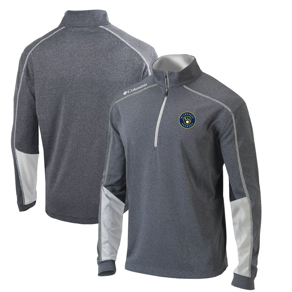 Milwaukee Brewers Omni-Wick Shotgun 2.0 Quarter-Zip Pullover Top - Charcoal/White | Columbia
