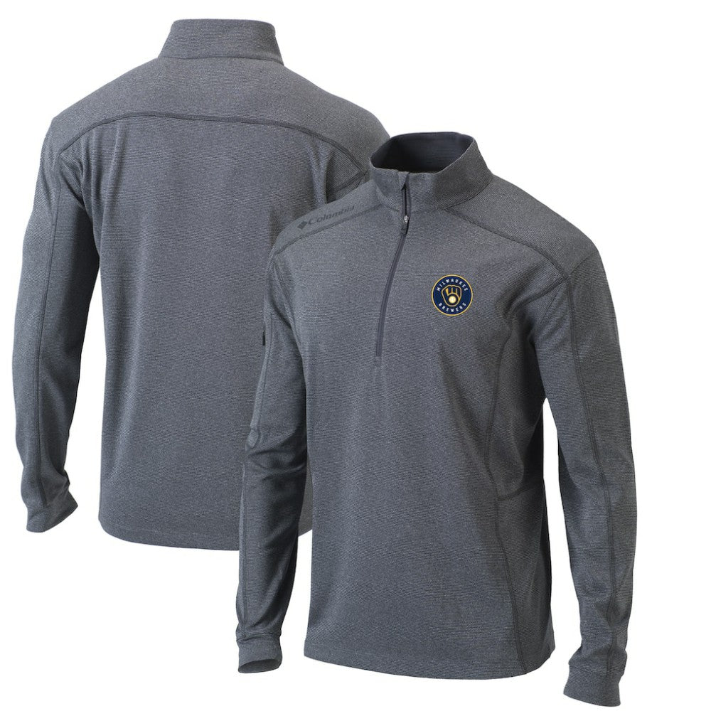 Milwaukee Brewers Omni-Wick Shotgun Quarter-Zip Pullover Top - Heather Gray | Columbia