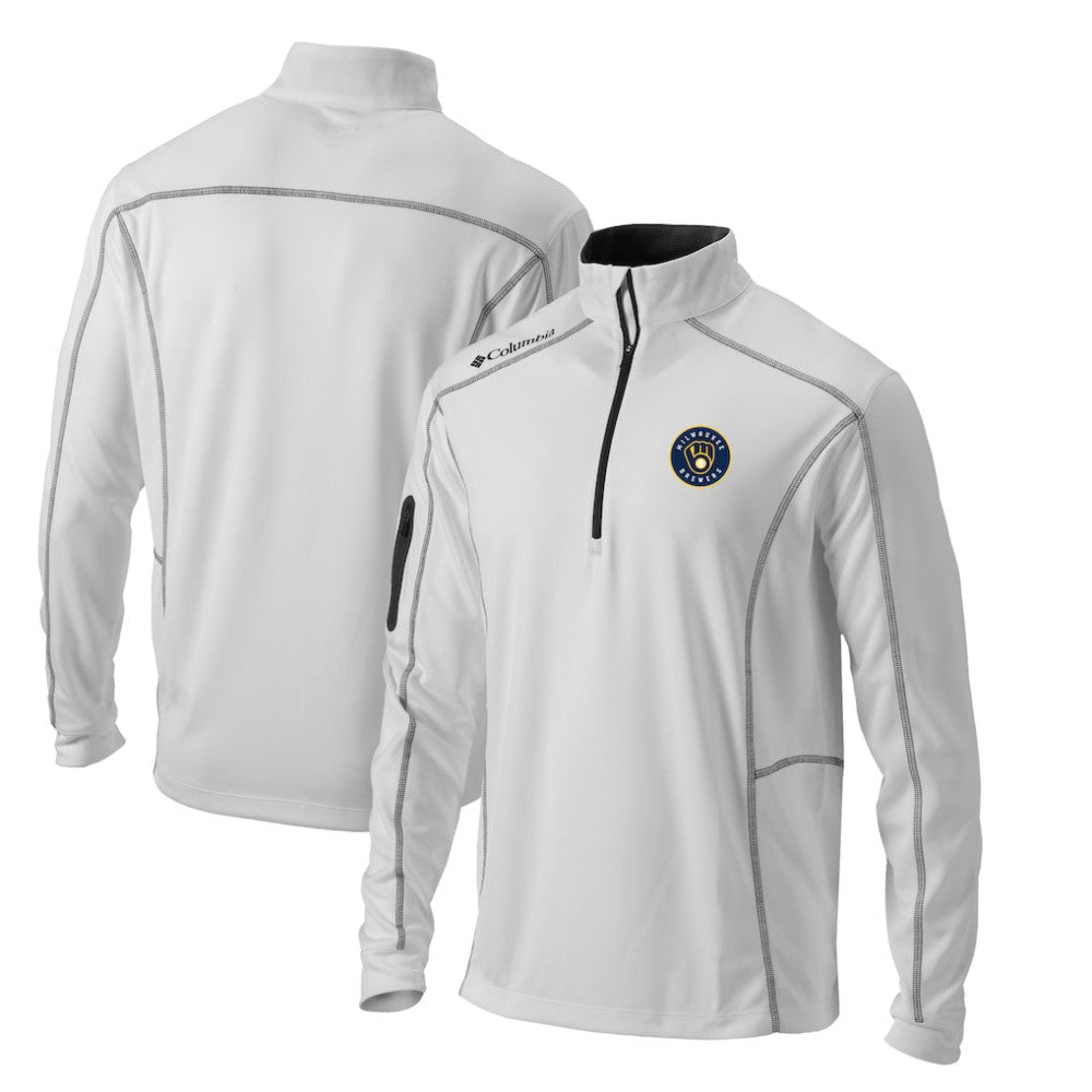 Milwaukee Brewers Omni-Wick Shotgun Quarter-Zip Pullover Top - White | Columbia