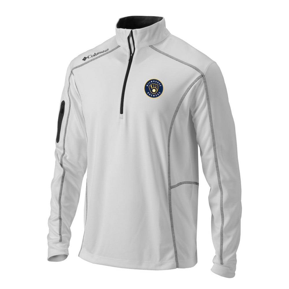 Milwaukee Brewers Omni-Wick Shotgun Quarter-Zip Pullover Top - White | Columbia