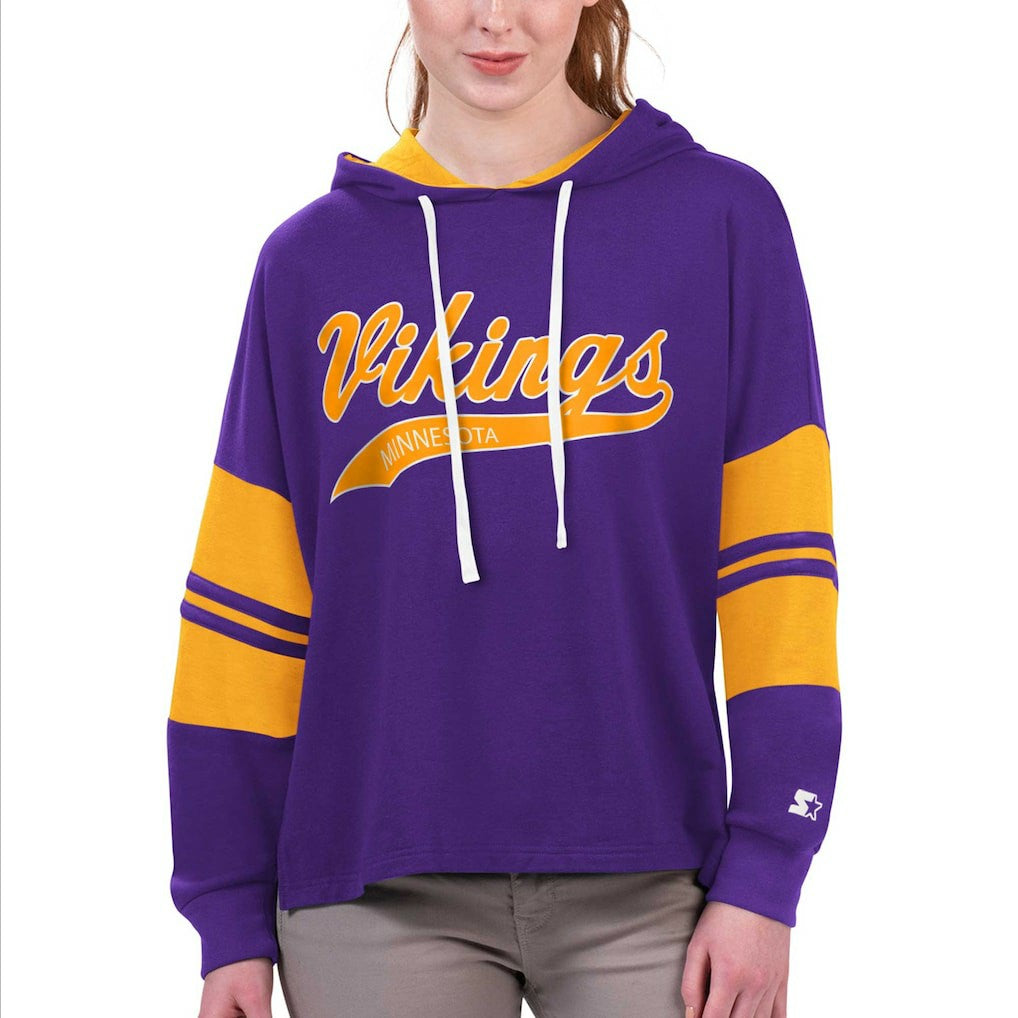 Minnesota Vikings Starter Women's Bump And Run Long Sleeve Hoodie T-Shirt - Purple discount