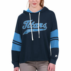 Tennessee Titans Starter Women's Bump And Run Long Sleeve Hoodie T-Shirt - Navy cheap