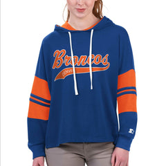 Denver Broncos Starter Women's Bump And Run Long Sleeve Hoodie T-Shirt - Royal cheap
