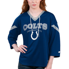 Indianapolis Colts Starter Women's Rally Lace-Up 3/4 Sleeve T-Shirt - Royal sale