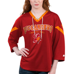 Tampa Bay Buccaneers Starter Women's Rally Lace-Up 3/4 Sleeve T-Shirt - Red sale