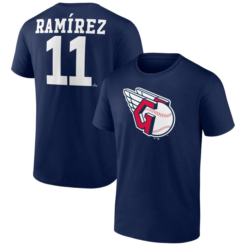 Jose Ramirez Cleveland Guardians Player Icon Name & Number T-Shirt - Navy