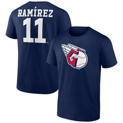 Jose Ramirez Cleveland Guardians Player Icon Name & Number T-Shirt - Navy