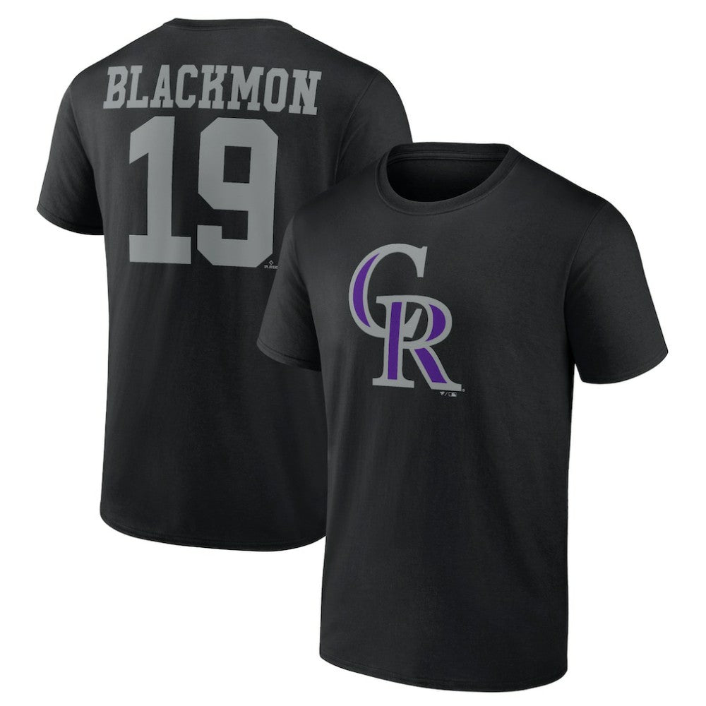 Charlie Blackmon Colorado Rockies Player Icon Name & Number T-Shirt - Black