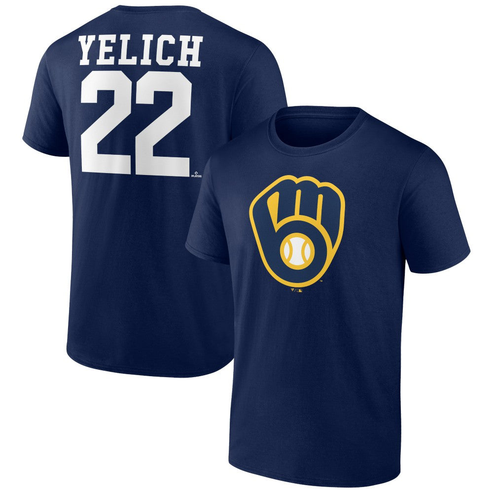 Christian Yelich Milwaukee Brewers Player Icon Name & Number T-Shirt - Navy