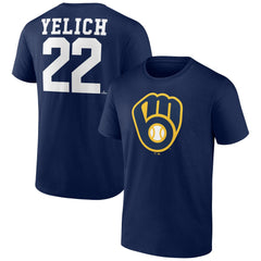 Christian Yelich Milwaukee Brewers Player Icon Name & Number T-Shirt - Navy