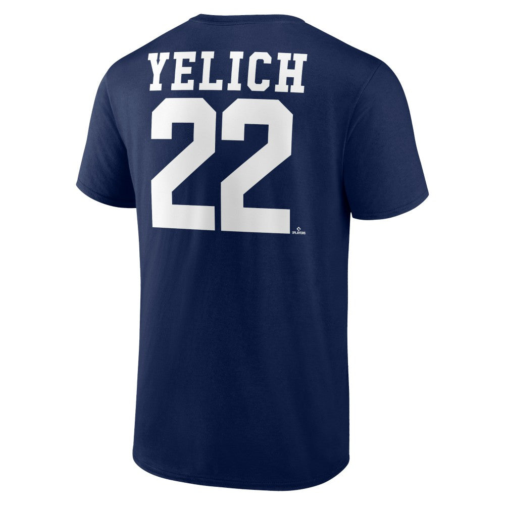 Christian Yelich Milwaukee Brewers Player Icon Name & Number T-Shirt - Navy