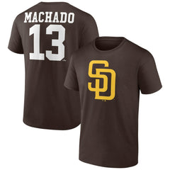 Manny Machado San Diego Padres Player Icon Name & Number T-Shirt - Brown