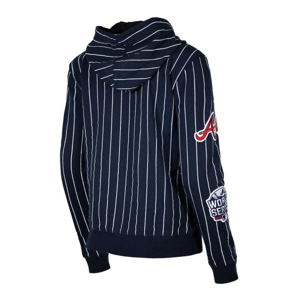 Atlanta Braves Women's Pinstripe Tri-Blend Full-Zip Hoodie Jacket - Navy | New Era