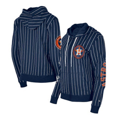 Houston Astros Women's Pinstripe Tri-Blend Full-Zip Hoodie Jacket - Navy | New Era