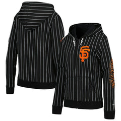 San Francisco Giants Women's Pinstripe Tri-Blend Full-Zip Jacket - Black | New Era