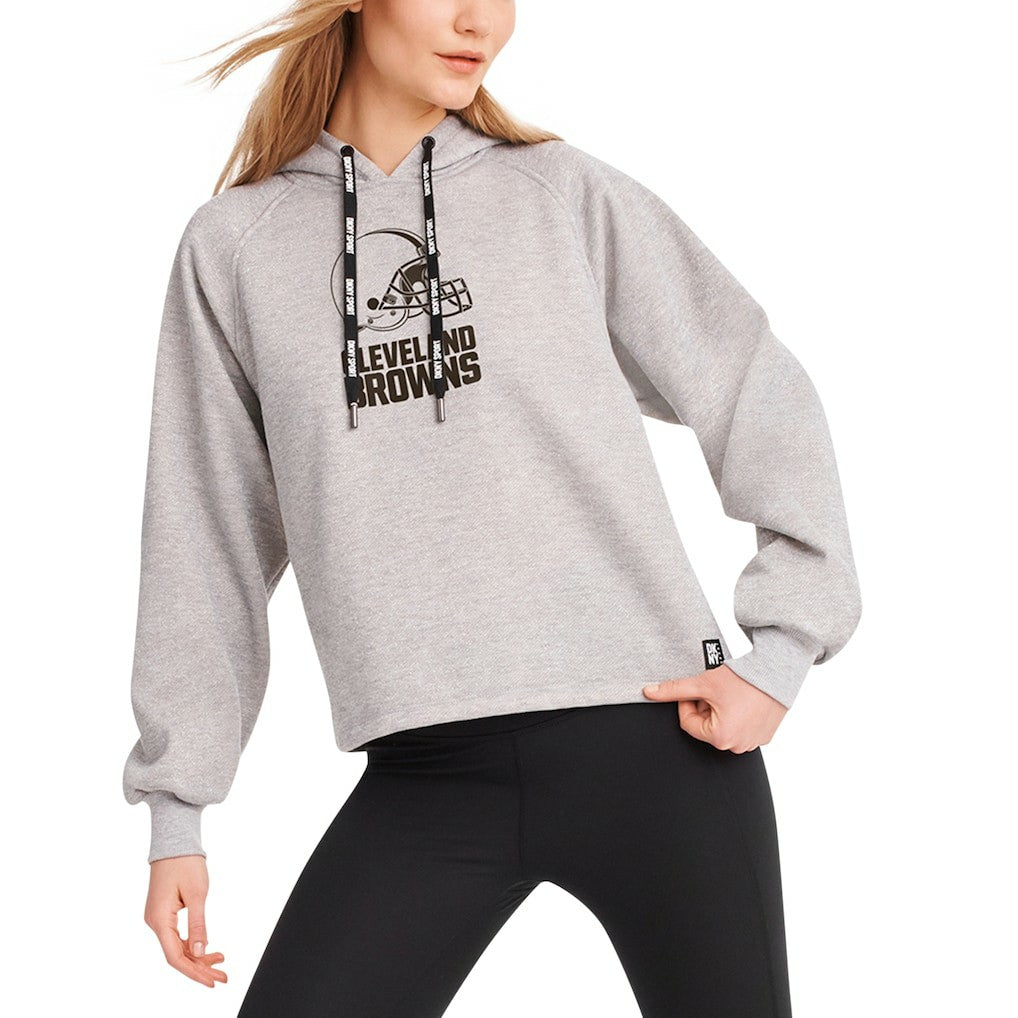 Cleveland Browns DKNY Sport Women's Debbie Dolman Raglan Pullover Hoodie - Heather Gray discount