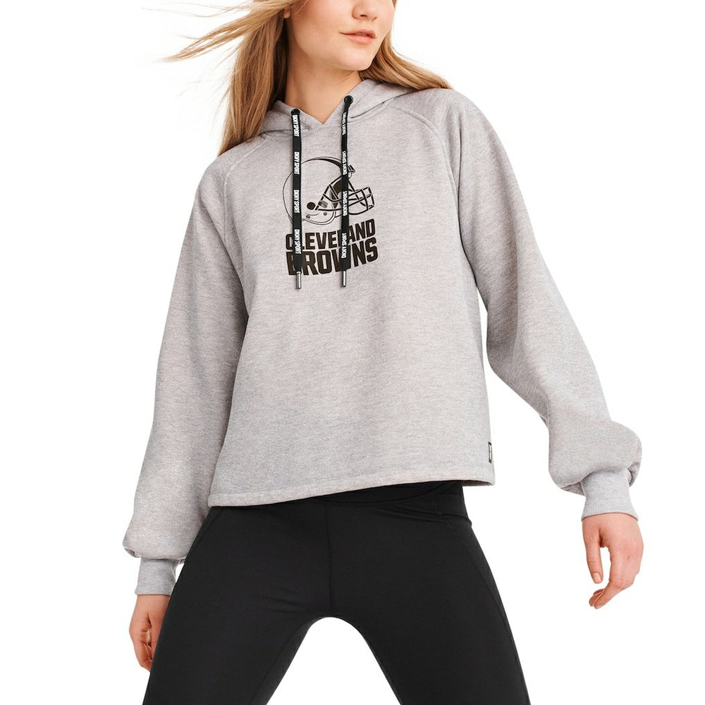 Cleveland Browns DKNY Sport Women's Debbie Dolman Raglan Pullover Hoodie - Heather Gray discount