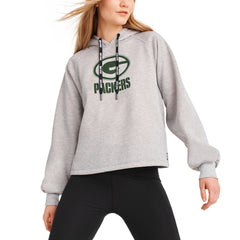Green Bay Packers DKNY Sport Women's Debbie Dolman Raglan Pullover Hoodie - Heather Gray on sale