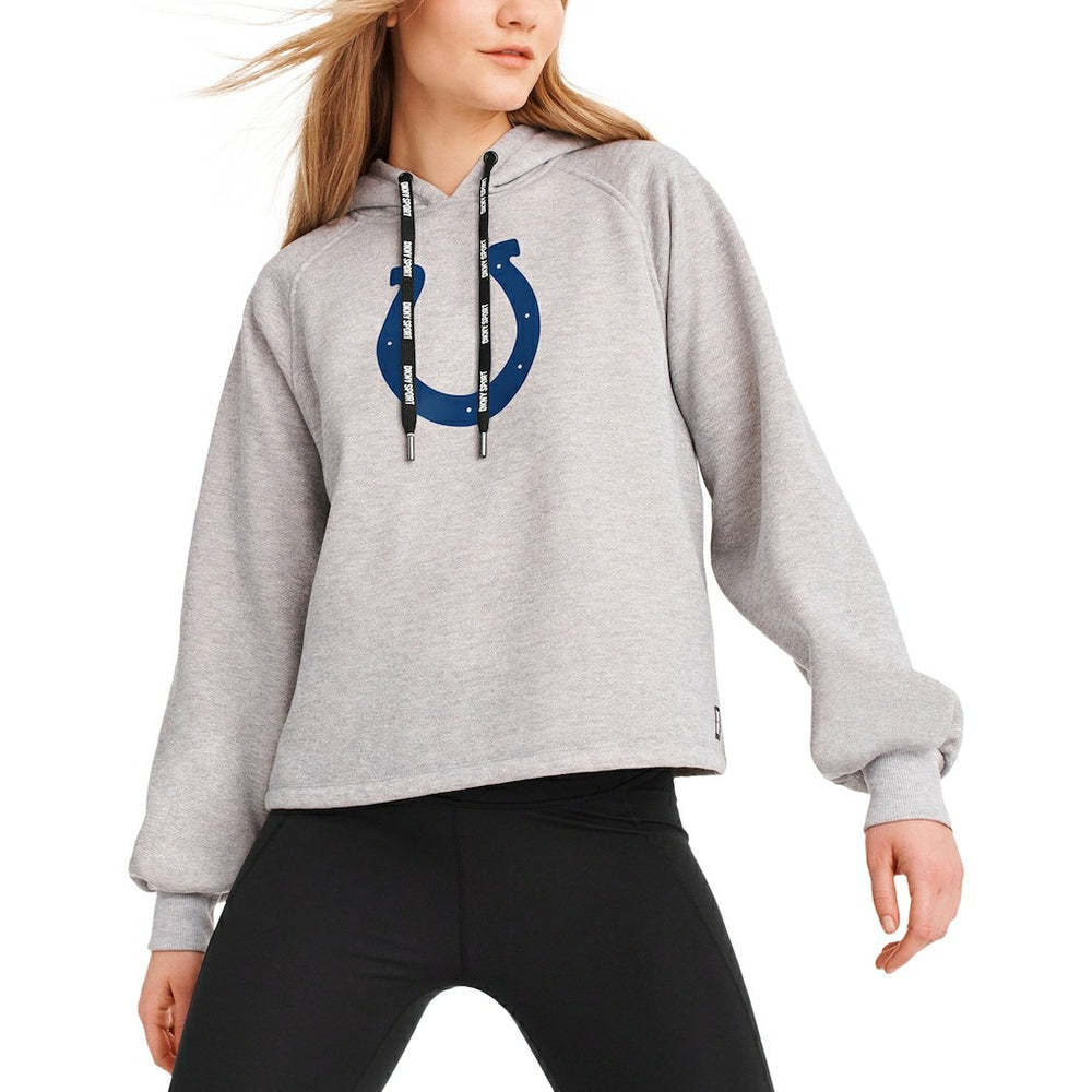 Indianapolis Colts DKNY Sport Women's Debbie Dolman Raglan Pullover Hoodie - Heather Gray cheap