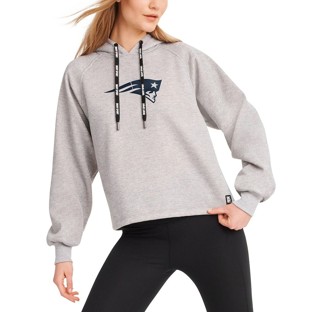 New England Patriots DKNY Sport Women's Debbie Dolman Raglan Pullover Hoodie - Heather Gray discount