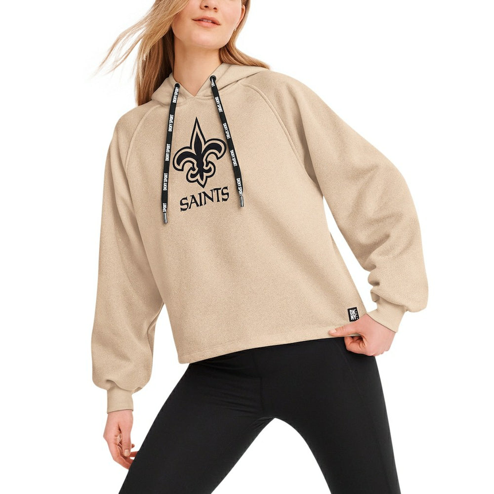 New Orleans Saints DKNY Sport Women's Debbie Dolman Raglan Pullover Hoodie - Cream online