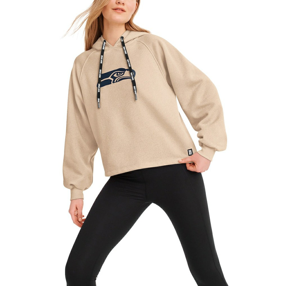 Seattle Seahawks DKNY Sport Women's Debbie Dolman Raglan Pullover Hoodie - Cream discount
