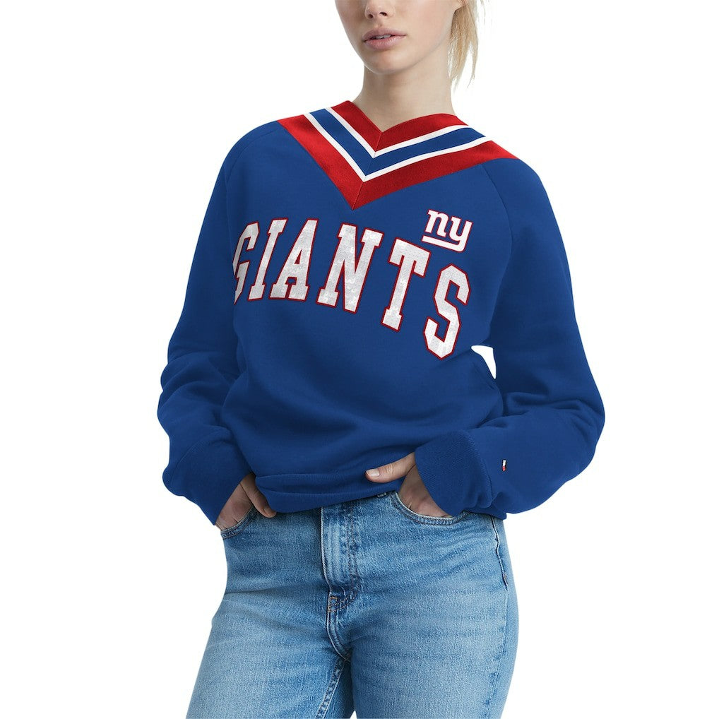 New York Giants Tommy Hilfiger Women's Heidi Raglan V-Neck Sweater - Royal outlet