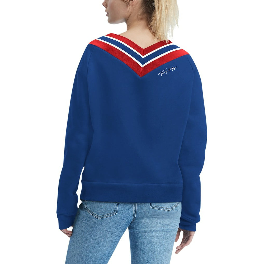 New York Giants Tommy Hilfiger Women's Heidi Raglan V-Neck Sweater - Royal outlet