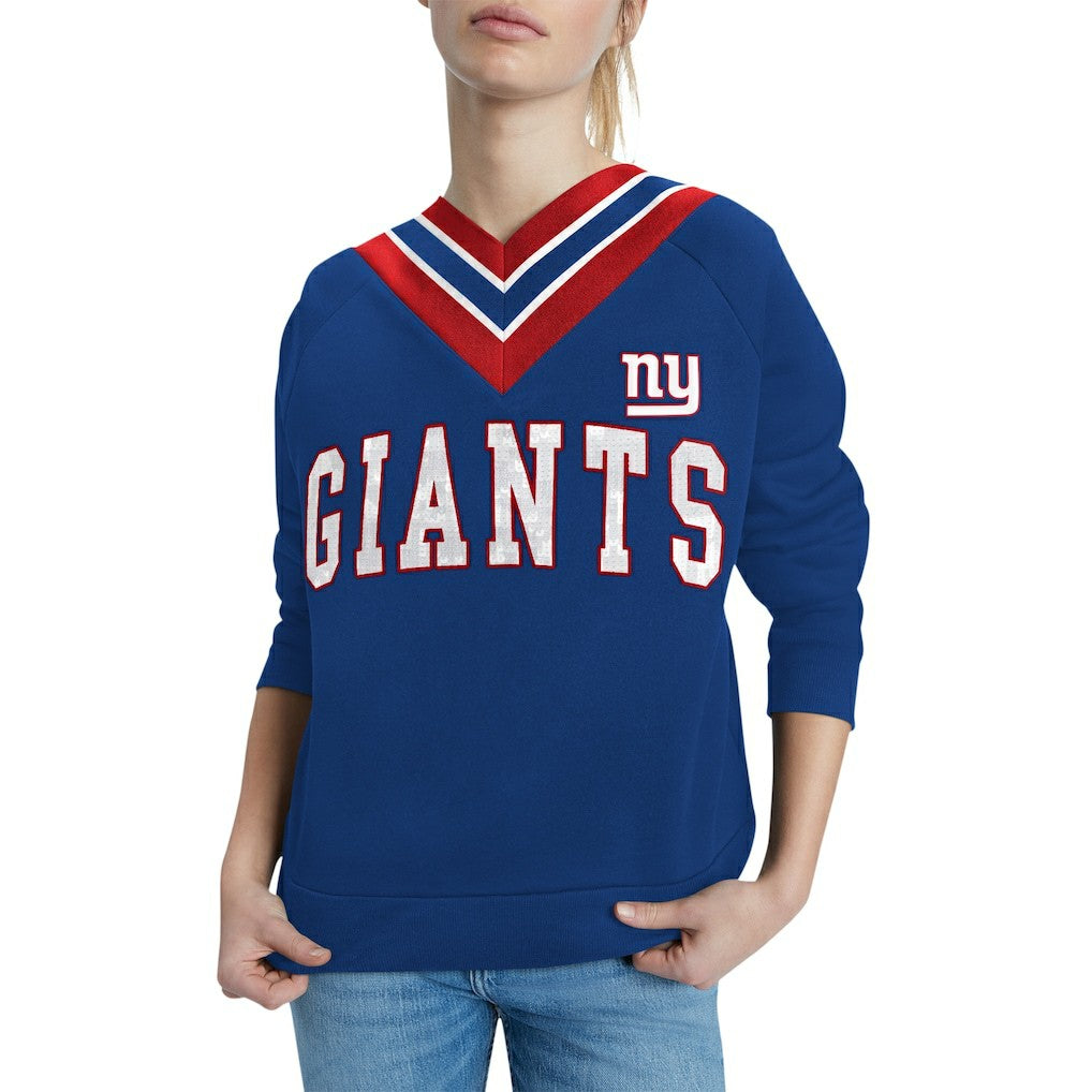 New York Giants Tommy Hilfiger Women's Heidi Raglan V-Neck Sweater - Royal outlet