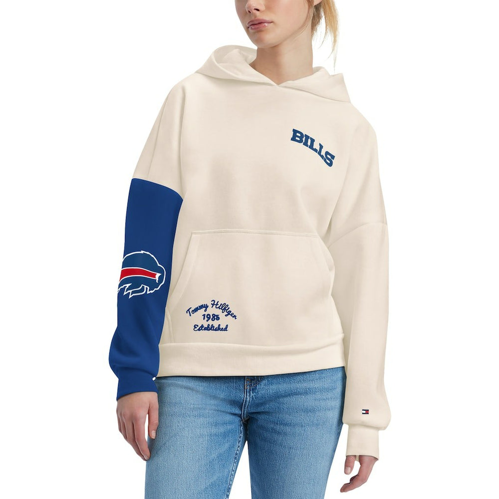 Buffalo Bills Tommy Hilfiger Women's Harriet Pullover Hoodie - Cream/Royal on sale