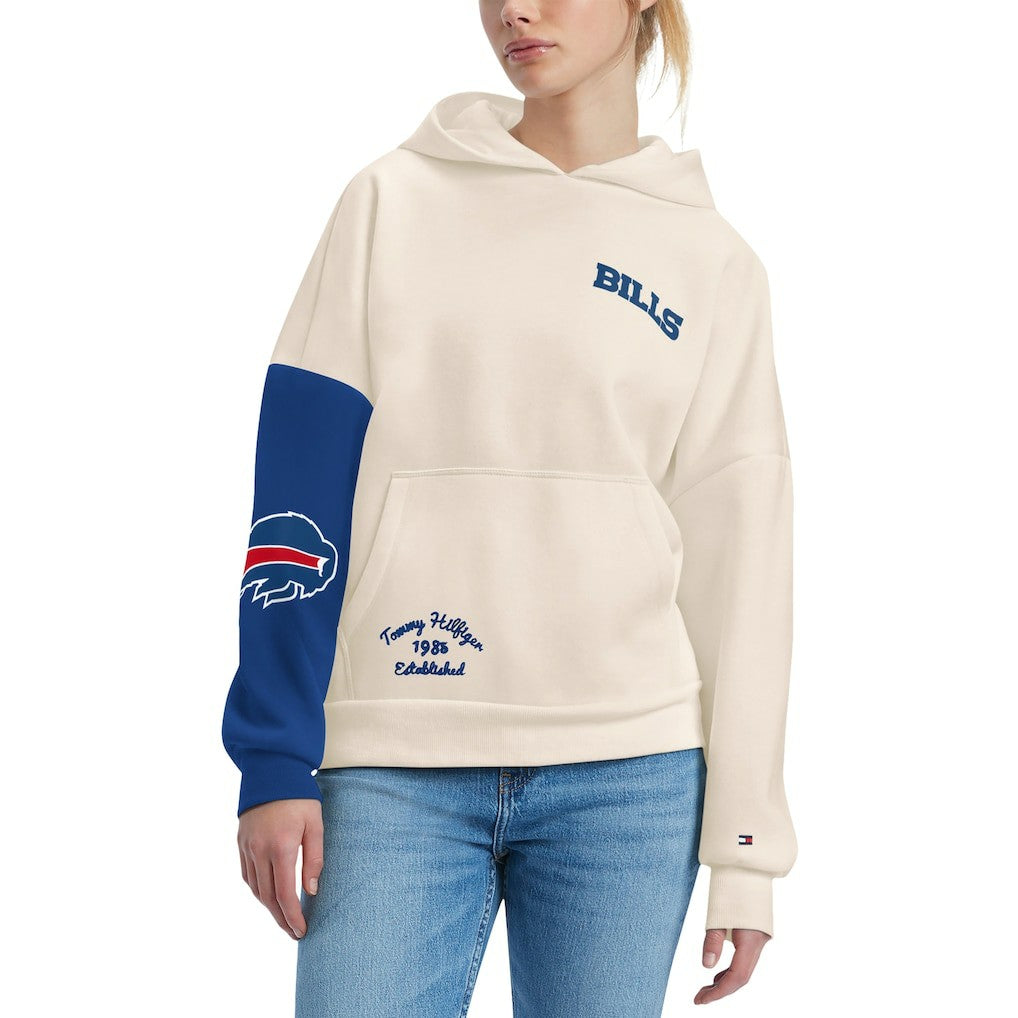 Buffalo Bills Tommy Hilfiger Women's Harriet Pullover Hoodie - Cream/Royal on sale