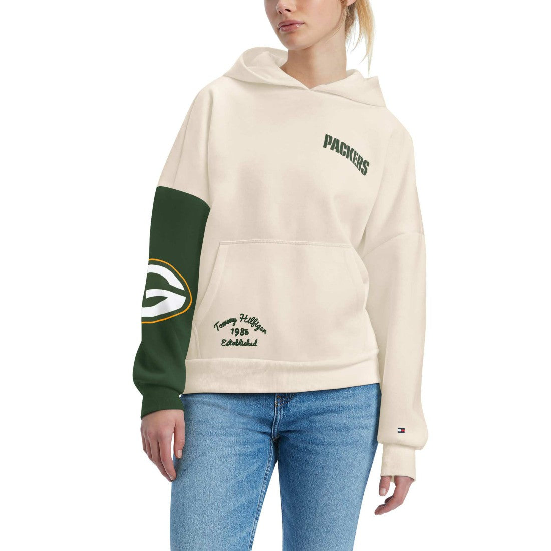 Green Bay Packers Tommy Hilfiger Women's Harriet Pullover Hoodie - Cream/Green outlet