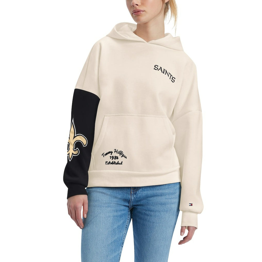 New Orleans Saints Tommy Hilfiger Women's Harriet Pullover Hoodie - Cream/Black discount
