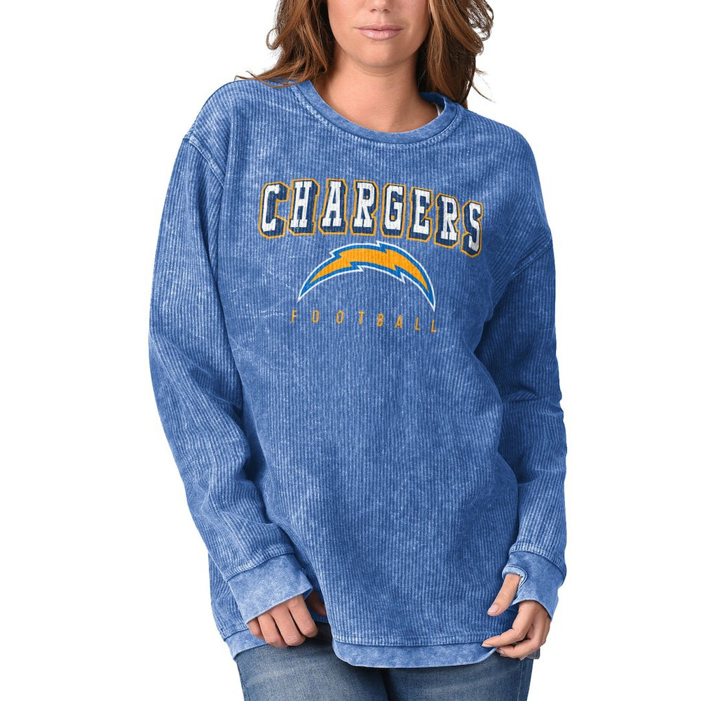 Los Angeles Chargers G-III 4Her by Carl Banks Women's Comfy Cord Pullover Sweatshirt - Powder Blue discount