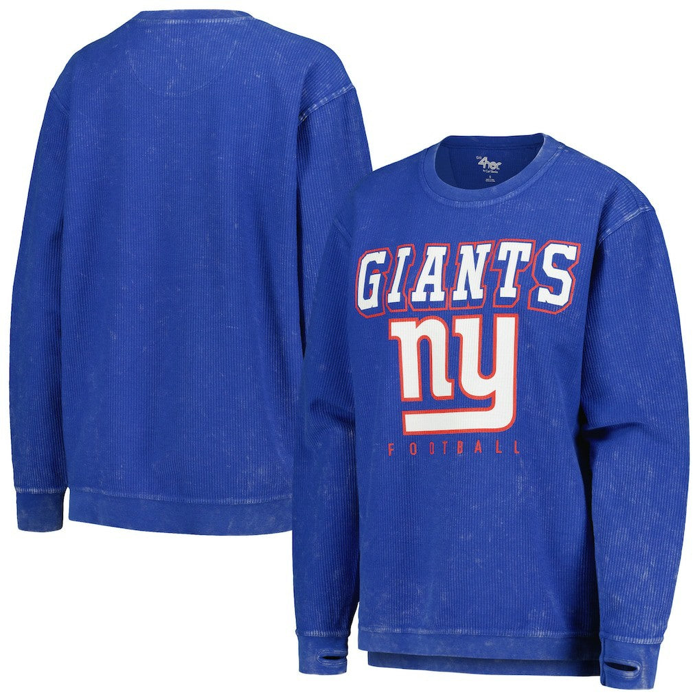 New York Giants G-III 4Her by Carl Banks Women's Comfy Cord Pullover Sweatshirt - Royal outlet