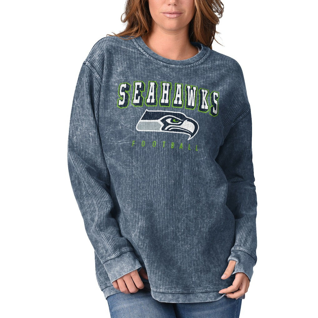 Seattle Seahawks G-III 4Her by Carl Banks Women's Comfy Cord Pullover Sweatshirt - College Navy online