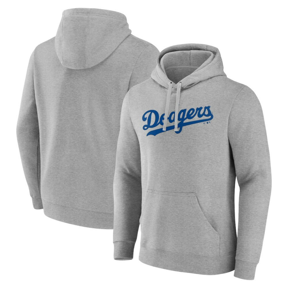 Los Angeles Dodgers Official Wordmark Pullover Hoodie - Heather Gray