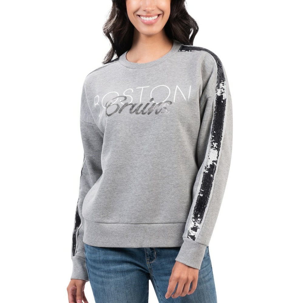 Boston Bruins G-III 4Her by Carl Banks Women's Penalty Box Pullover Sweatshirt Gray