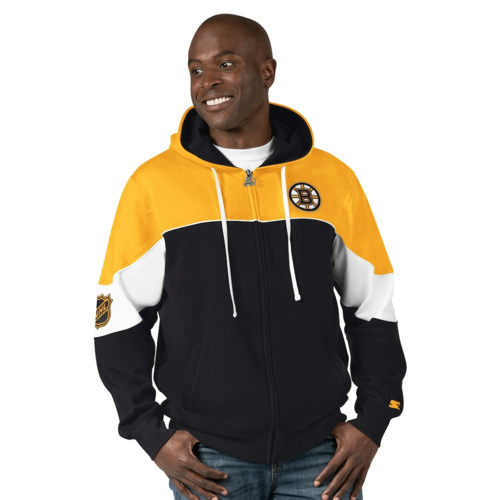 Boston Bruins Starter Power Forward Full-Zip Hoodie Black/Gold