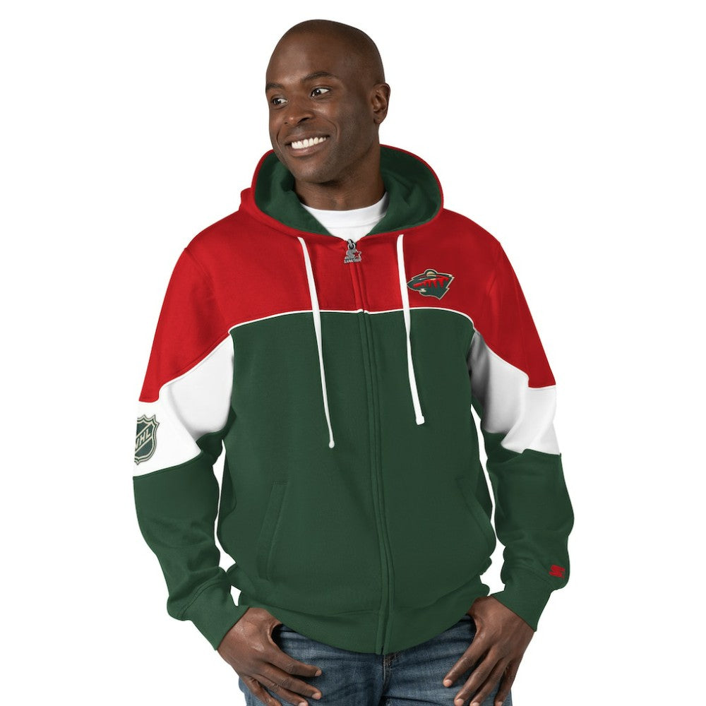 Minnesota Wild Starter Power Forward Full-Zip Hoodie Green/Red