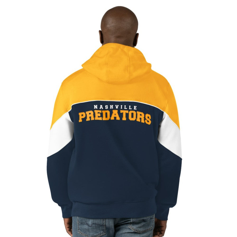 Nashville Predators Starter Power Forward Full-Zip Hoodie Navy/Gold
