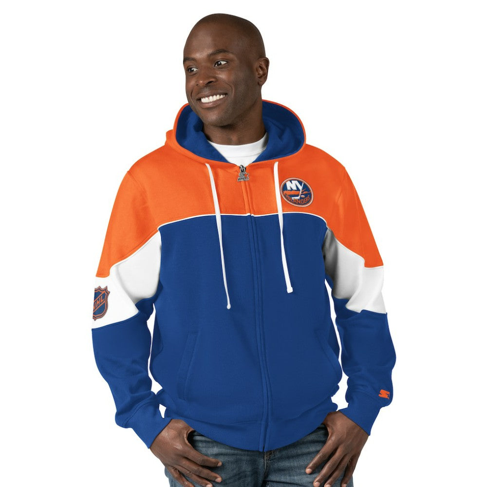 New York Islanders Starter Power Forward Full-Zip Hoodie Royal/Orange