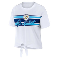 Pittsburgh Penguins WEAR by Erin Andrews Women's Front Knot T-Shirt White