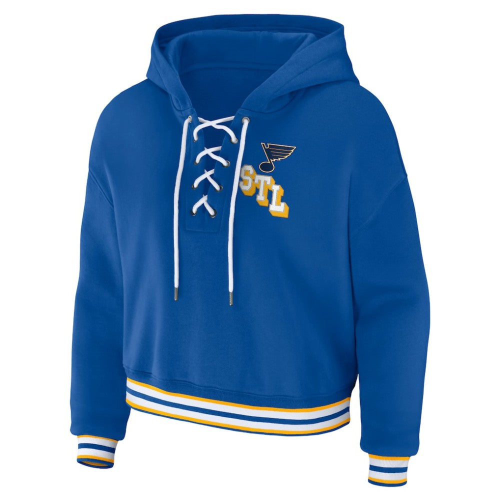 St. Louis Blues WEAR by Erin Andrews Women's Lace-Up Pullover Hoodie Blue
