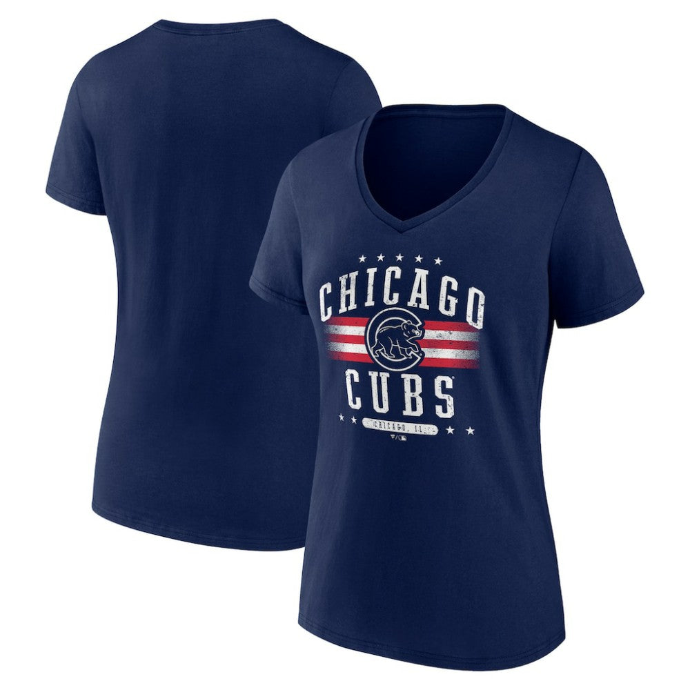 Chicago Cubs Women's Americana Team V-Neck T-Shirt - Navy