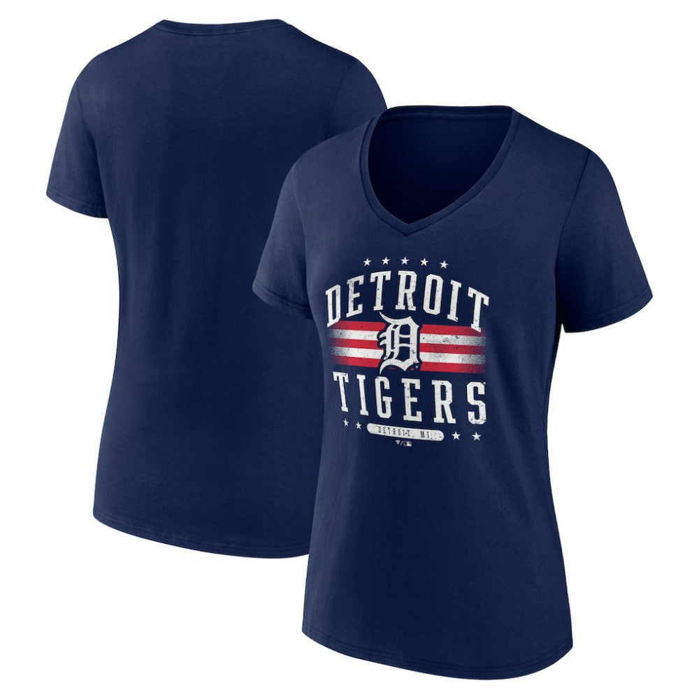Detroit Tigers Women's Americana Team V-Neck T-Shirt - Navy