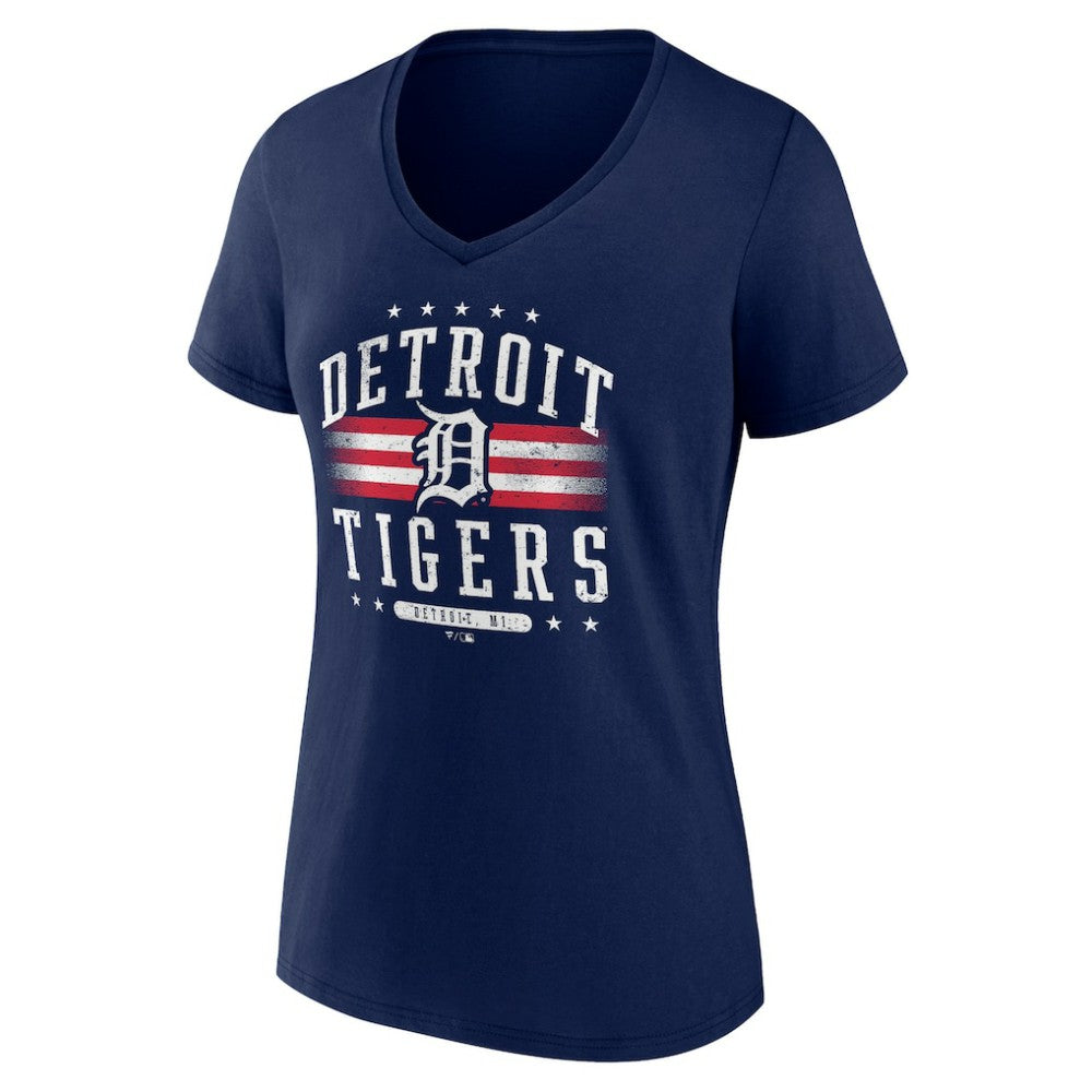 Detroit Tigers Women's Americana Team V-Neck T-Shirt - Navy