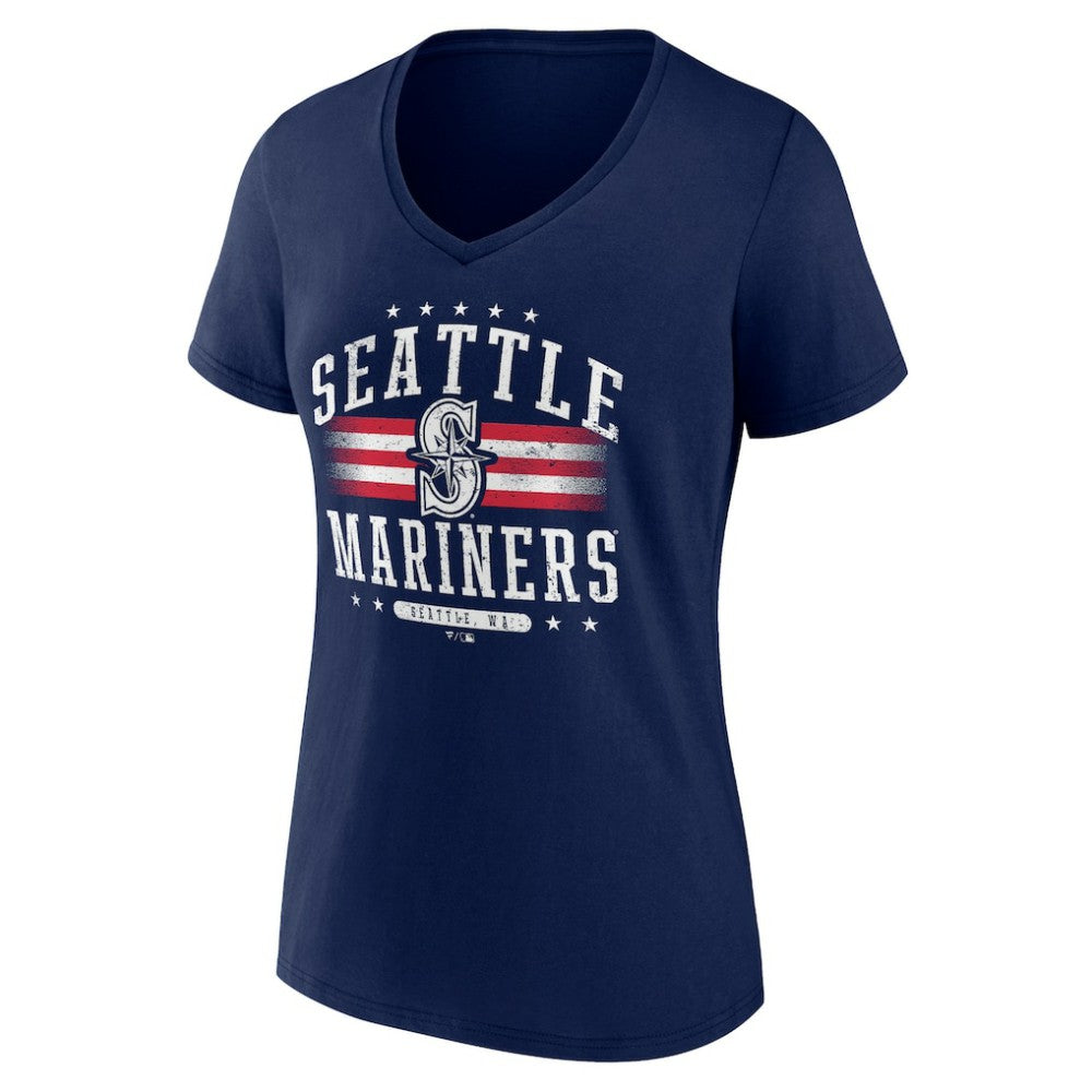 Seattle Mariners Women's Americana Team V-Neck T-Shirt - Navy